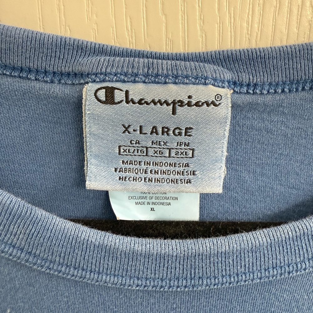 Champion Embroidered Blue Short Sleeve Tee Men's Size Large - Picture 3 of 6